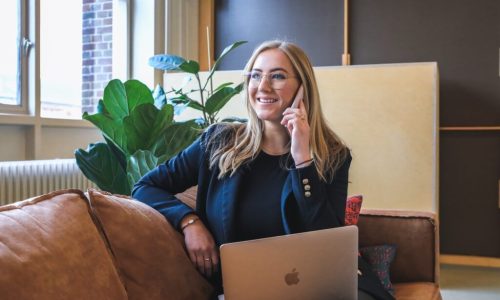 Girl smiling while on call
